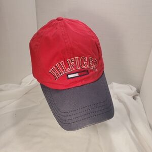 Tommy Hilfiger Spellout Navy/Red Y2K Baseball  Adjust Strap Cotton Dad Hat